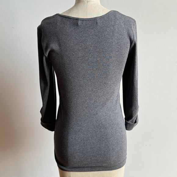 BRUNELLO CUCINELLI For Bergdorf Goodman Gray Cotton Silk Pleated Top - Picture 3 of 11